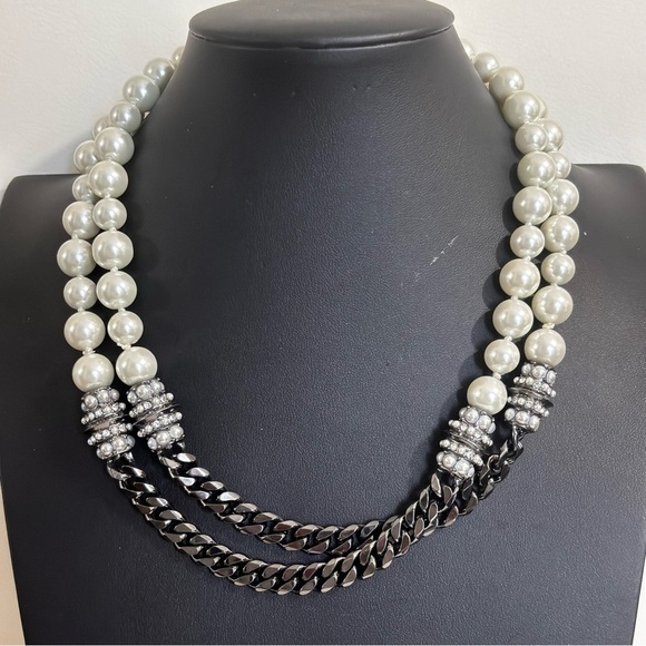 Givenchy pearl and Swarovski crystal long 40” necklace - Picture 3 of 8